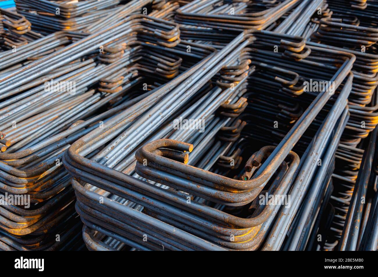 Reinforcing steel bars for building new concrete structures. Base for