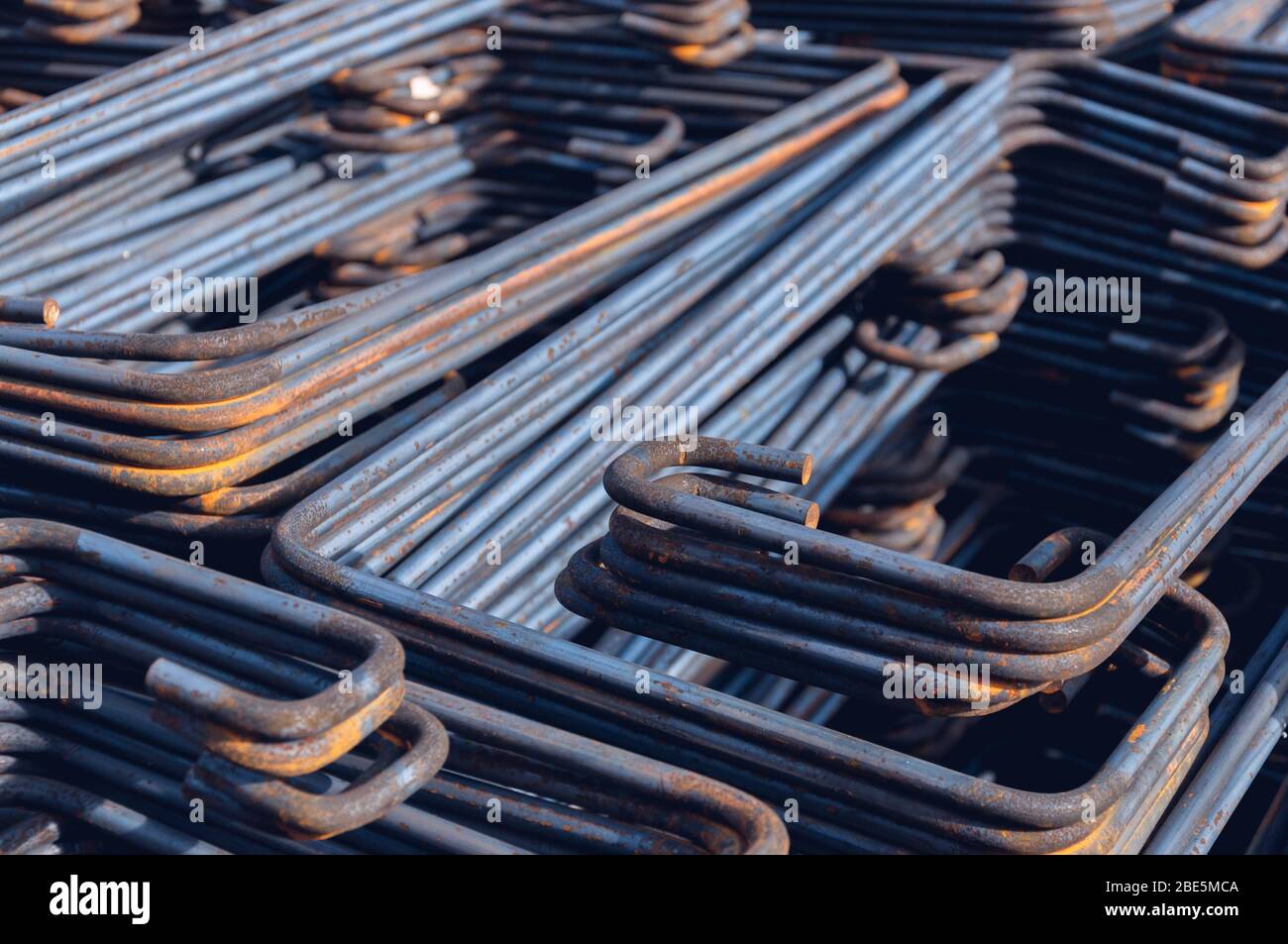 Reinforcing steel bars for building new concrete structures. Base for