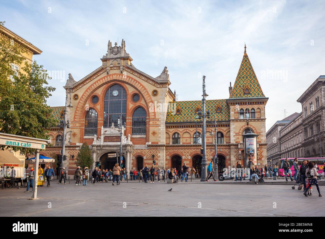 Budapest, Hungary - November 10, 2018: Front view of Great Market Hall Budapest Stock Photo
