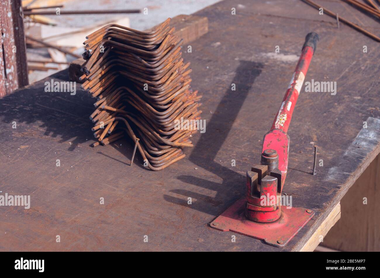 Reinforcing steel bars for building new concrete structures. Base for