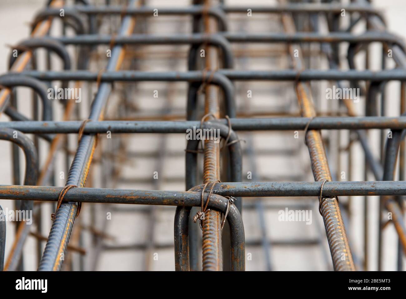 Reinforcing steel bars for building new concrete structures. Base for