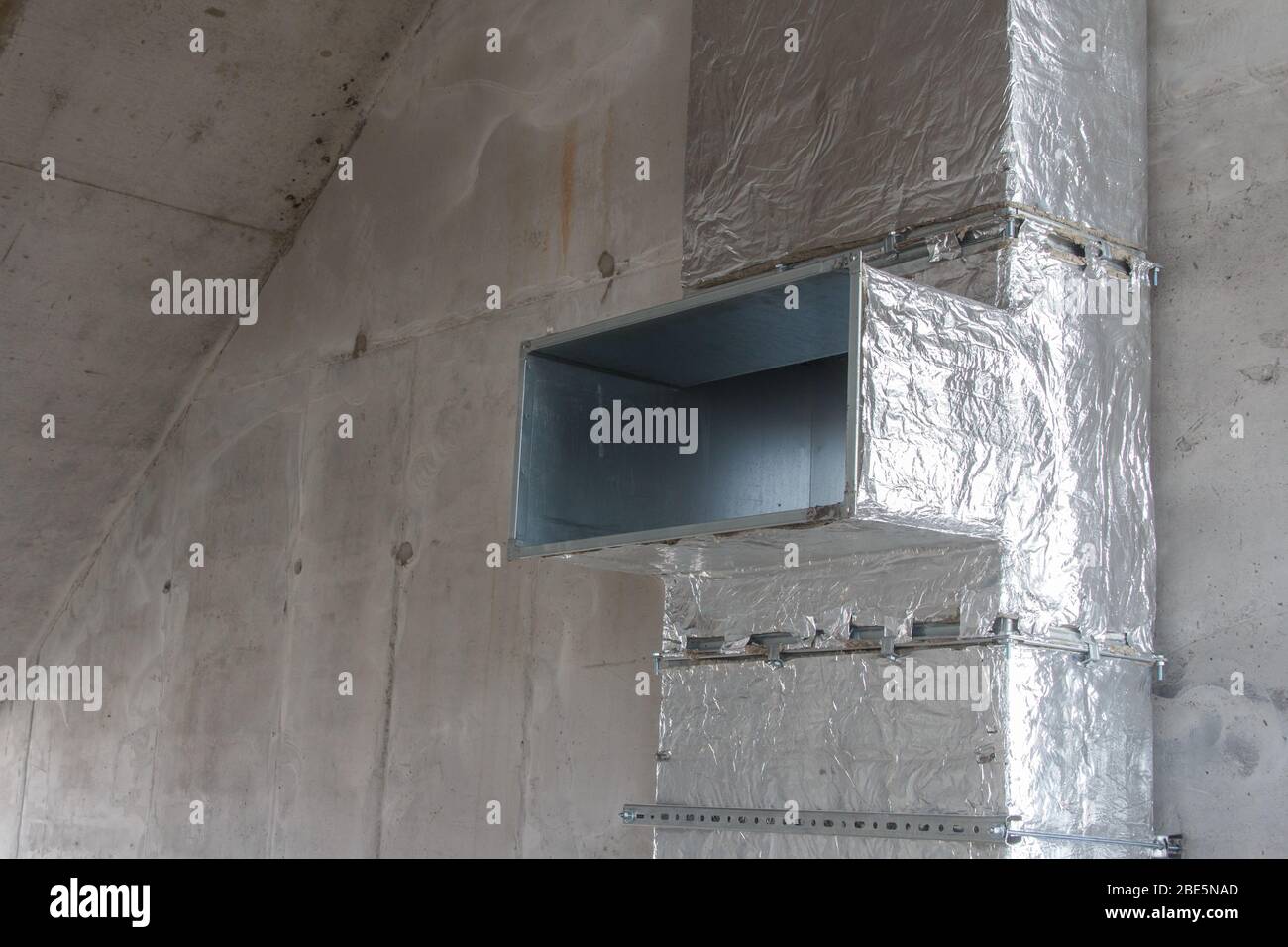 New ventilation shaft in a house under construction. ventilation