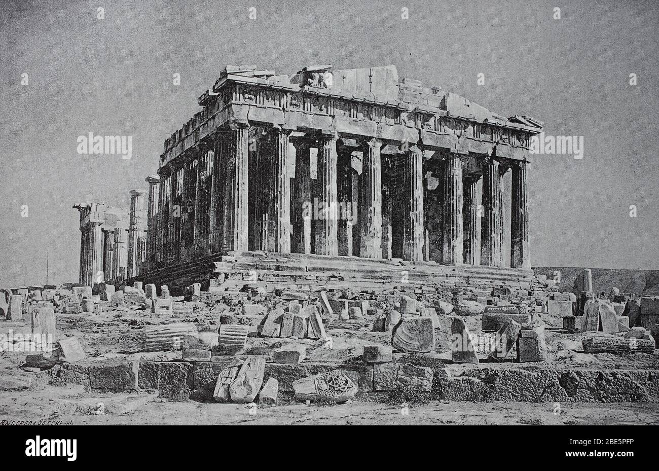 The Partenon, Acropolis, Athens, Greece, photo from 1885 / Das Partenon, Akropolis, Athen, Griechenland, Foto aus 1885, Historisch, digital improved reproduction of an original from the 19th century / digitale Reproduktion einer Originalvorlage aus dem 19. Jahrhundert Stock Photo