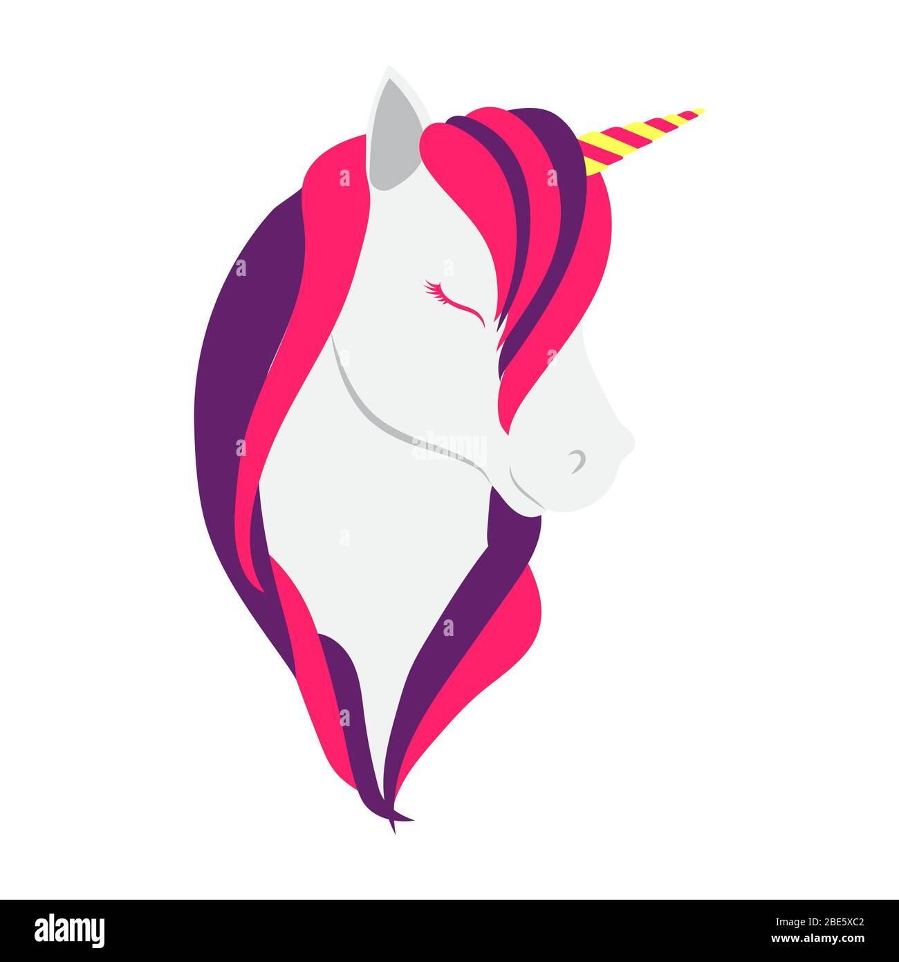 Unicorn head isolated. Magical animal. Vector artwork. Black and white logo  unicorn cartoon style . Pink and purple color unicorn character icon Stock  Vector Image & Art - Alamy