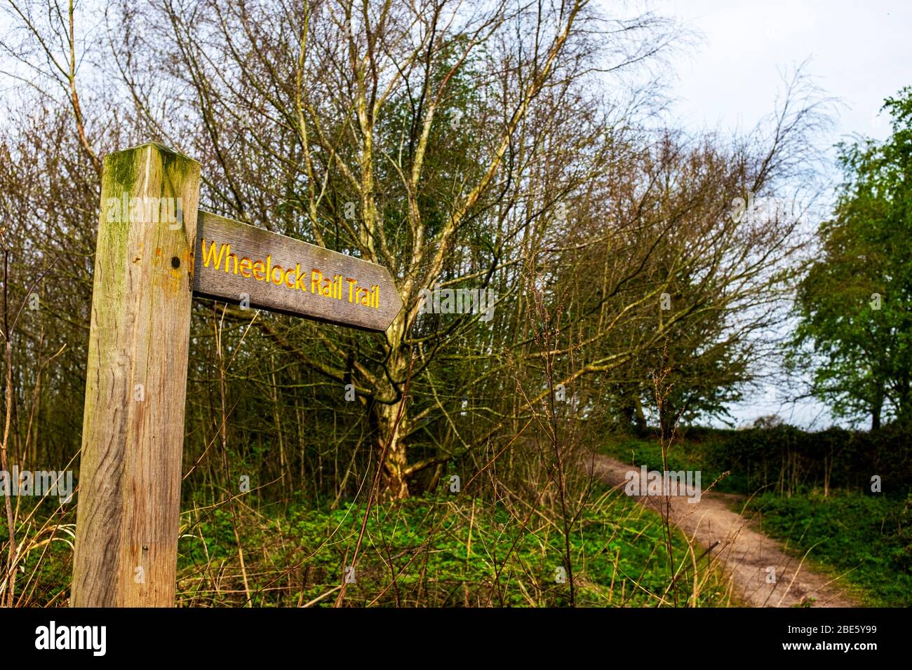 Wheelock rail trail sign Cheshire UK Stock Photo