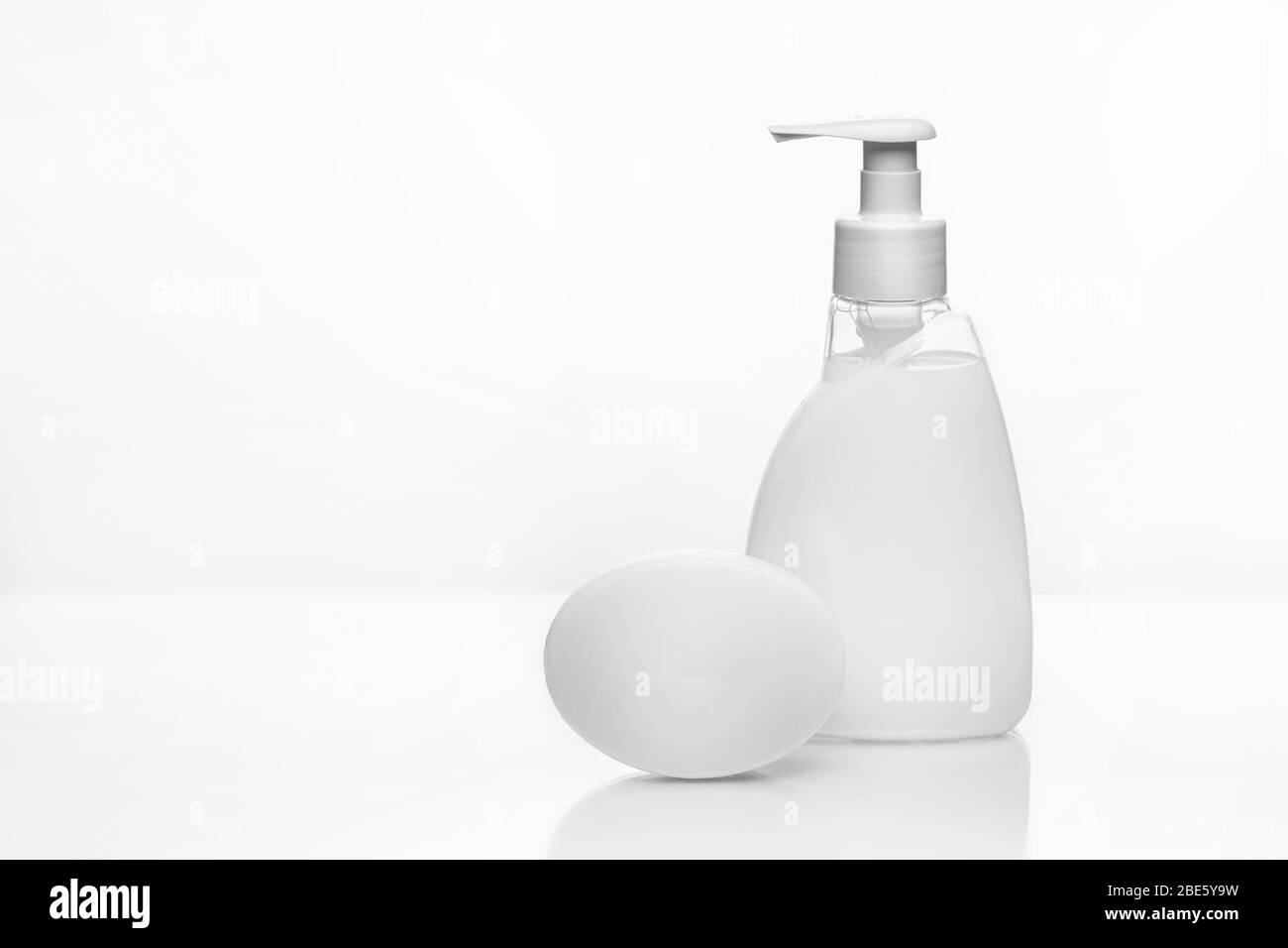 antibacterial soap, cream soap. personal care products on a white