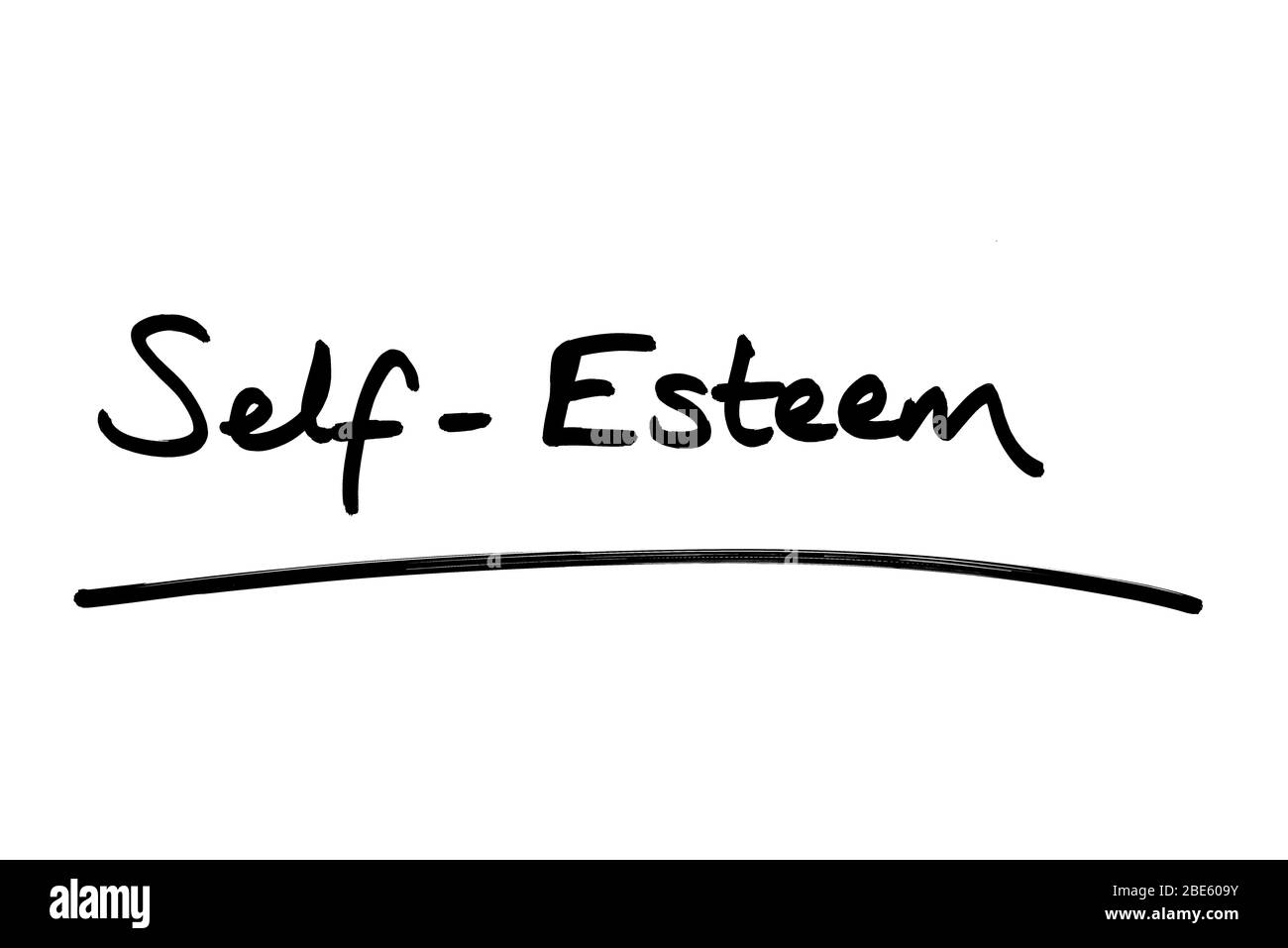 SelfEsteem handwritten on a white background Stock Photo Alamy