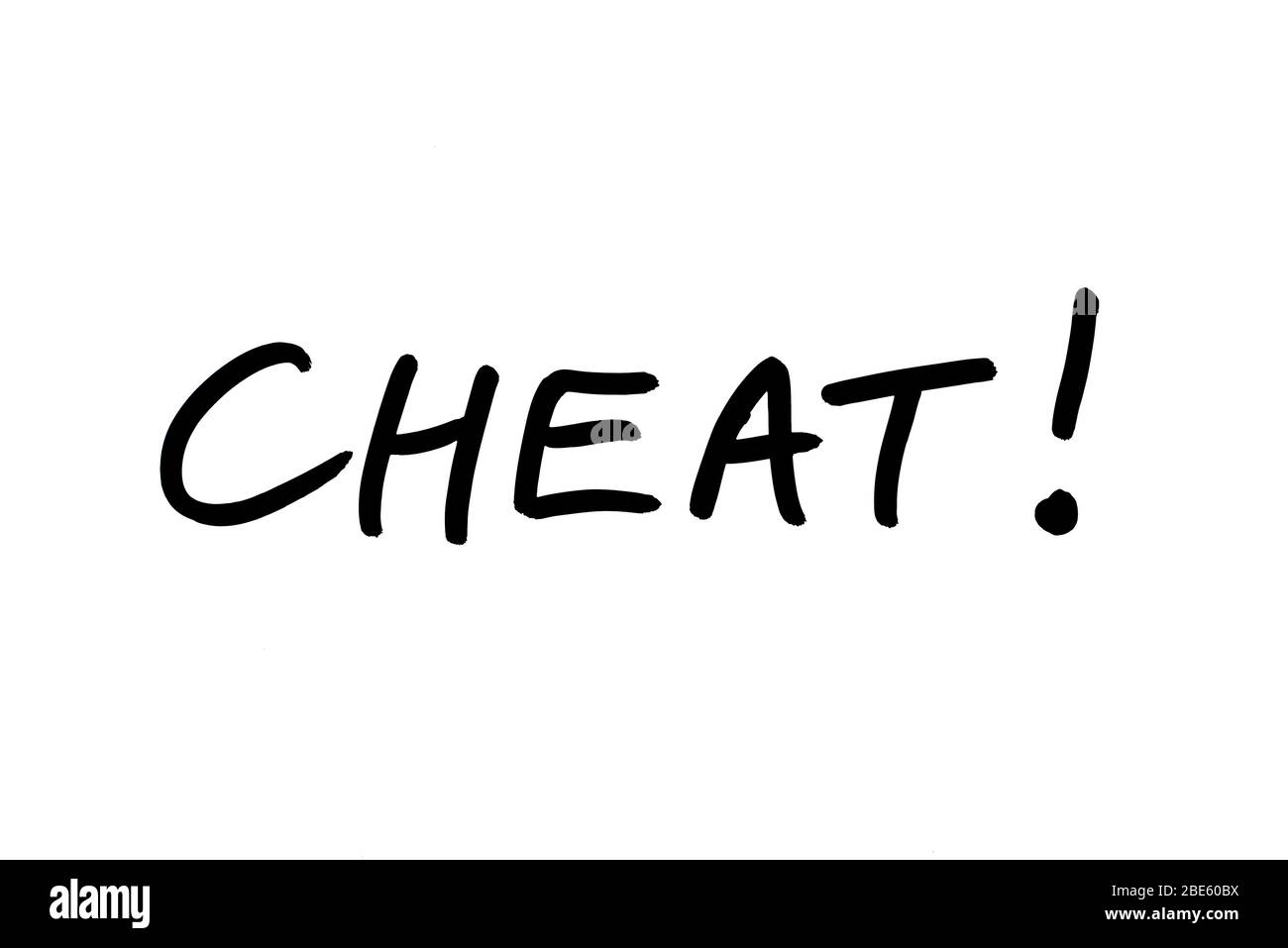 The word CHEAT! handwritten on a white background Stock Photo - Alamy