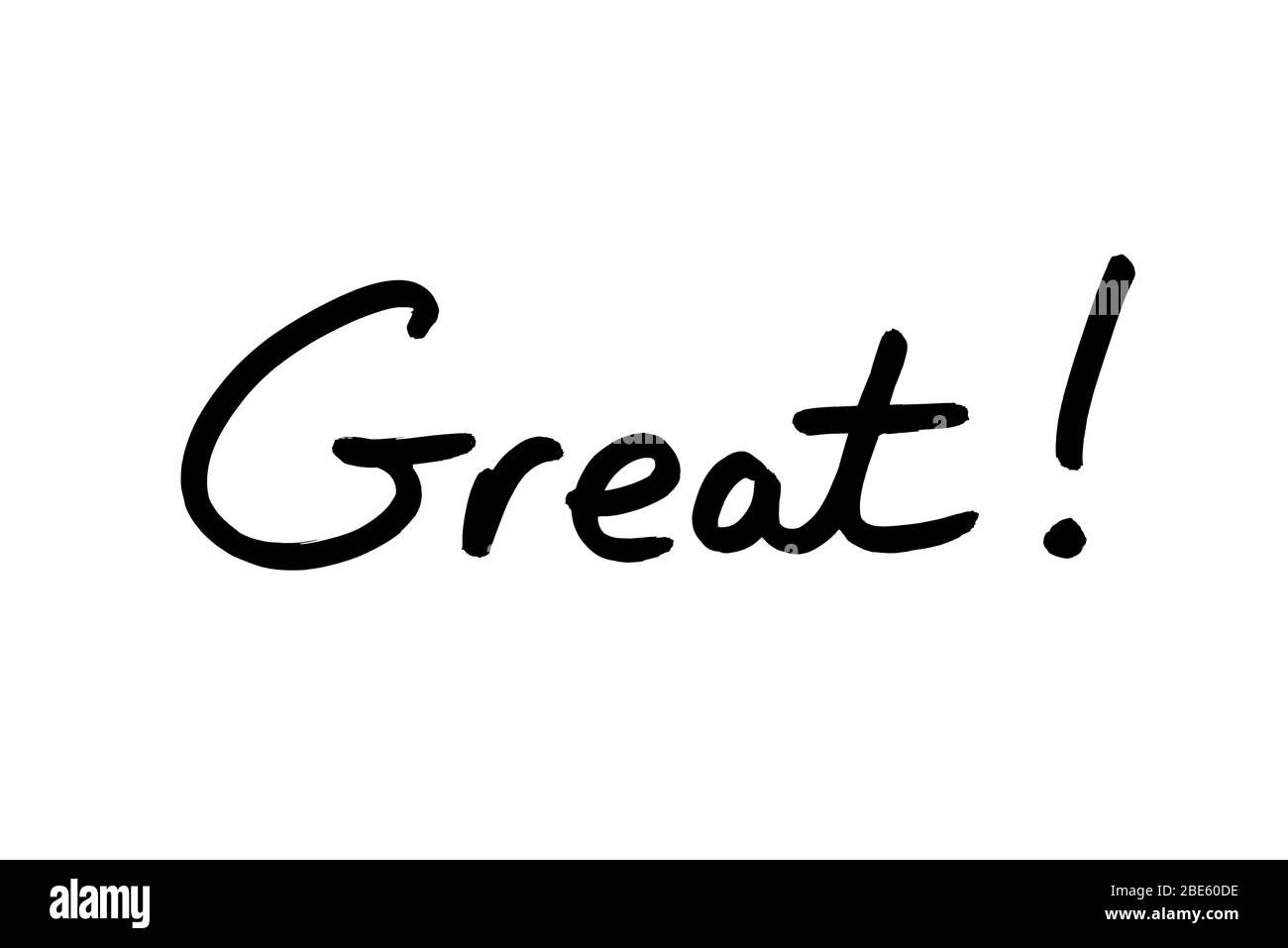 The word Great handwritten on a white background Stock Photo Alamy