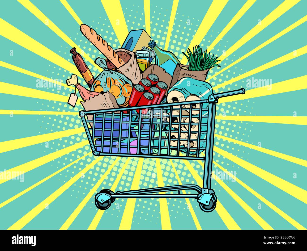 a grocery cart full of purchases Stock Vector