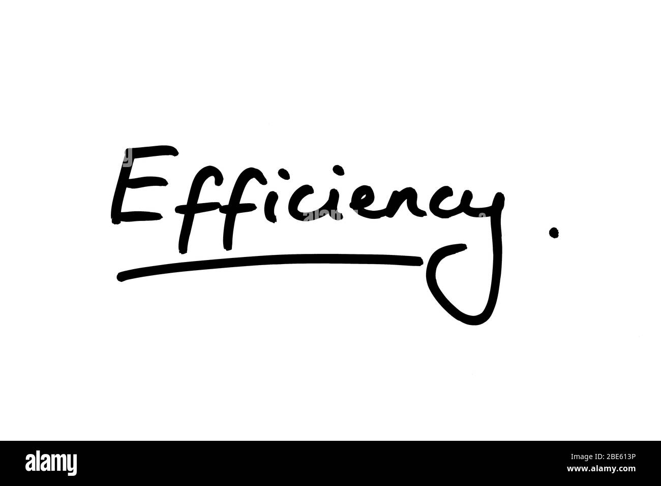 Efficiency handwritten on a white background. Stock Photo
