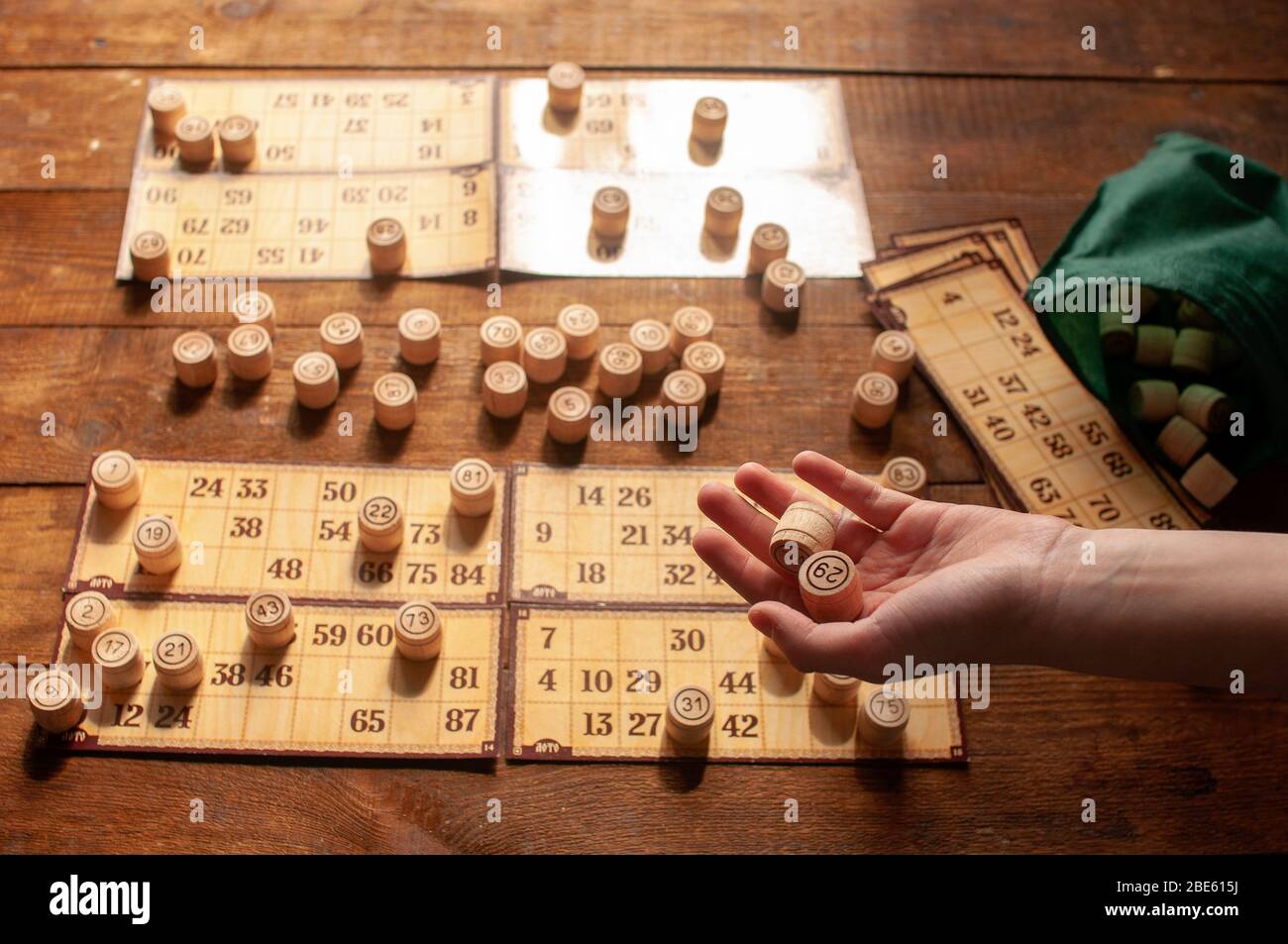 homemade family vintage interesting lotto bingo game Stock Photo