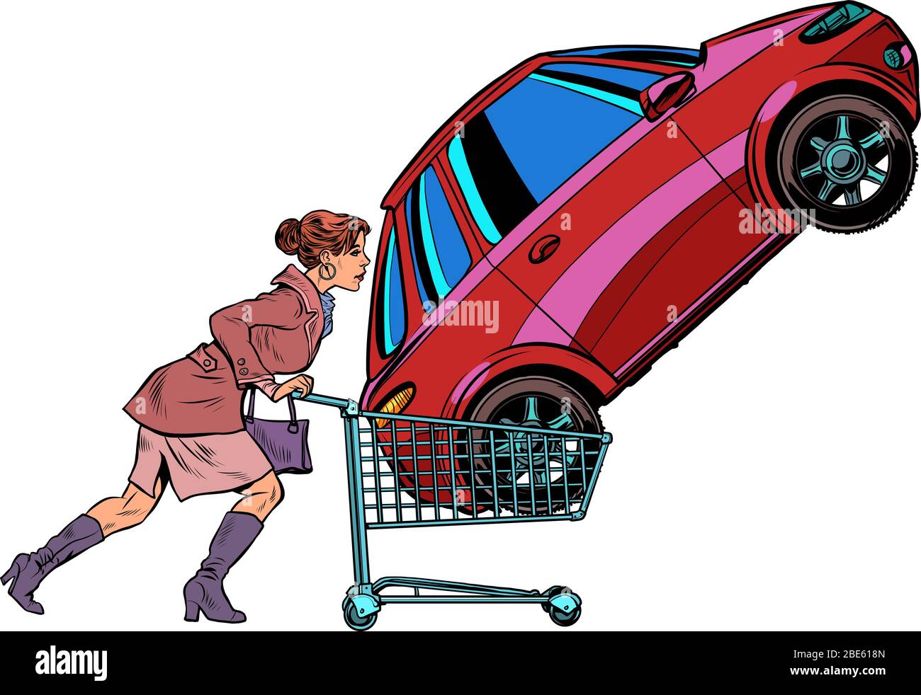 A woman bought a car Stock Vector