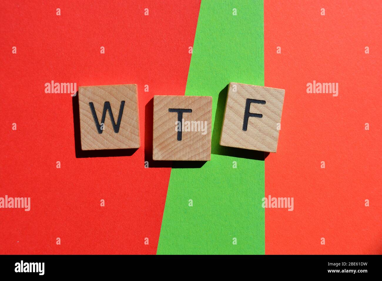 WTF, acronym used in text speak to express surprise and disbelief Stock Photo