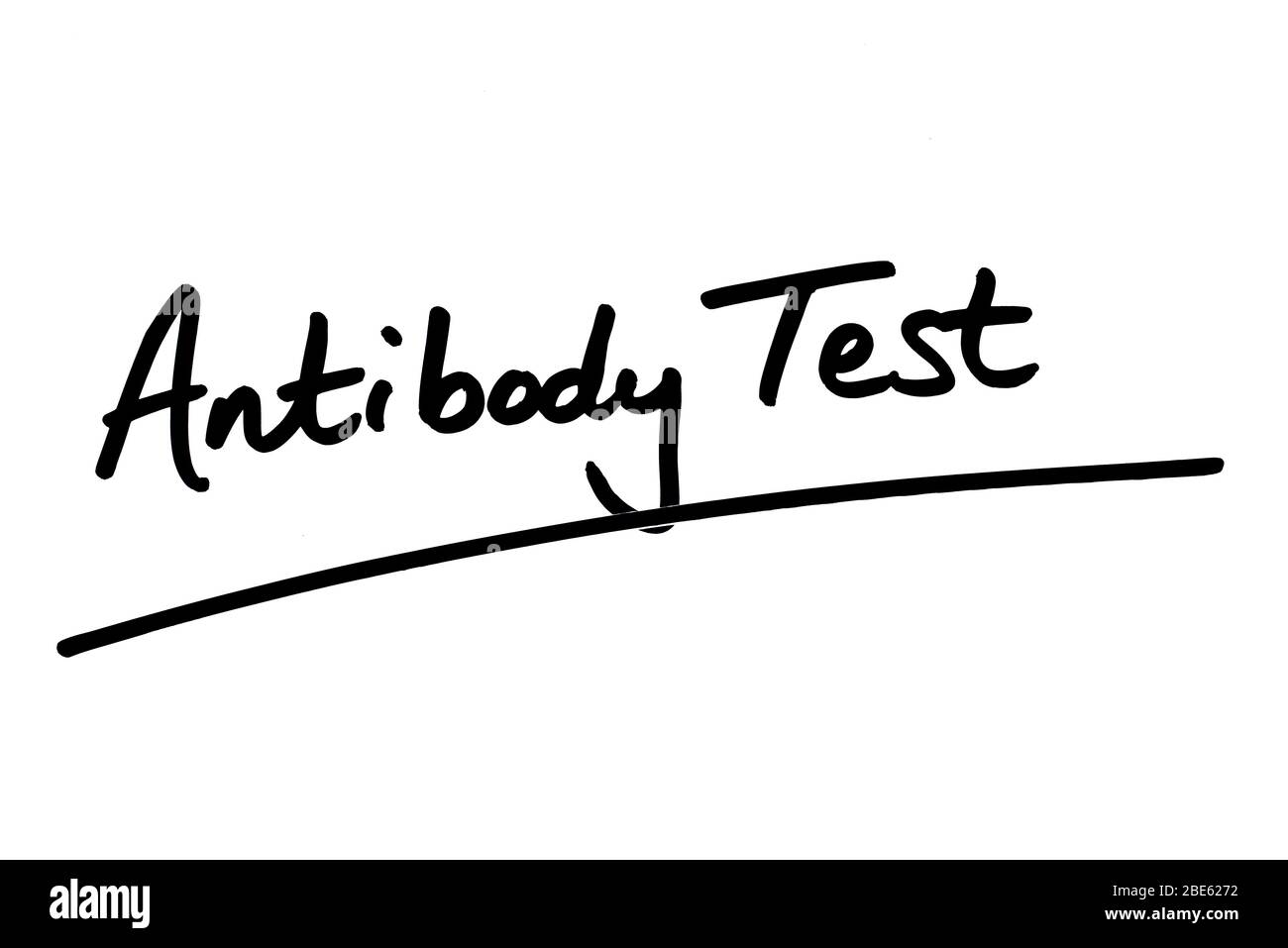 Antibody Test handwritten on a white background. Stock Photo