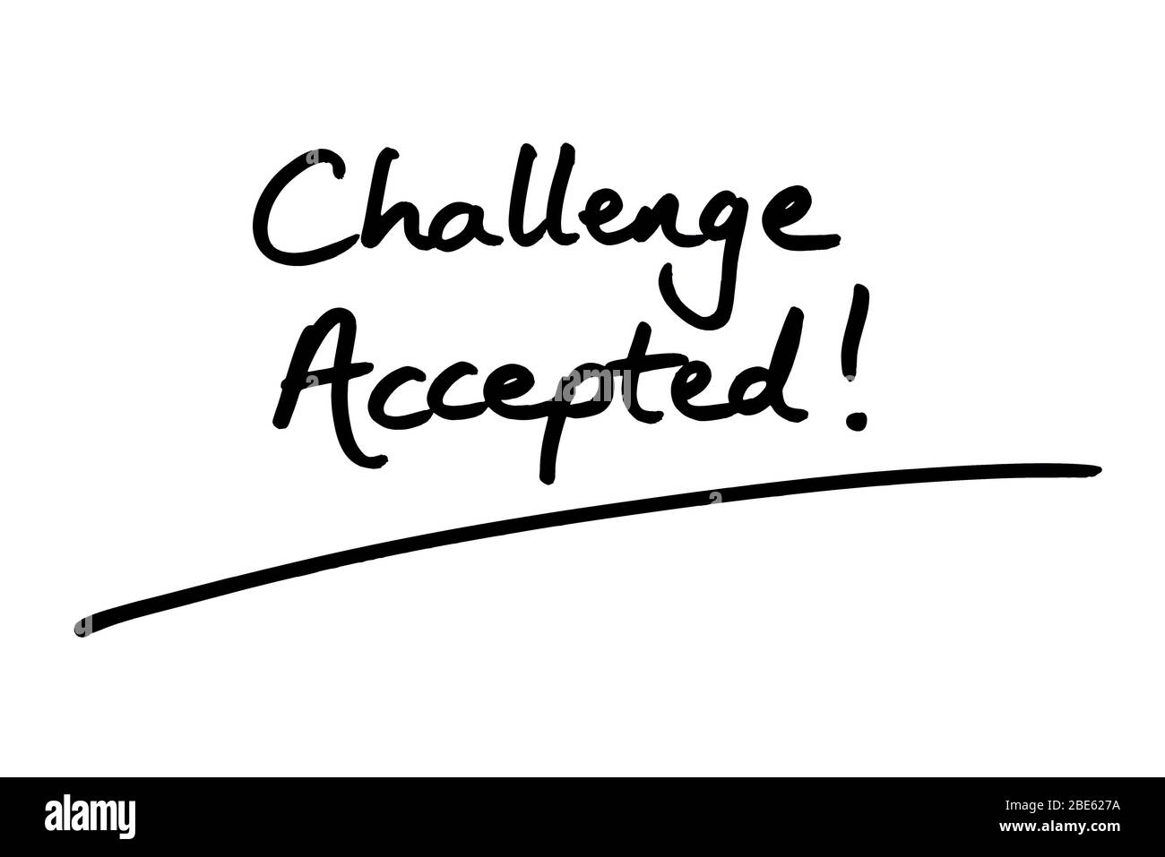 Challenge Accepted! handwritten on a white background Stock Photo - Alamy