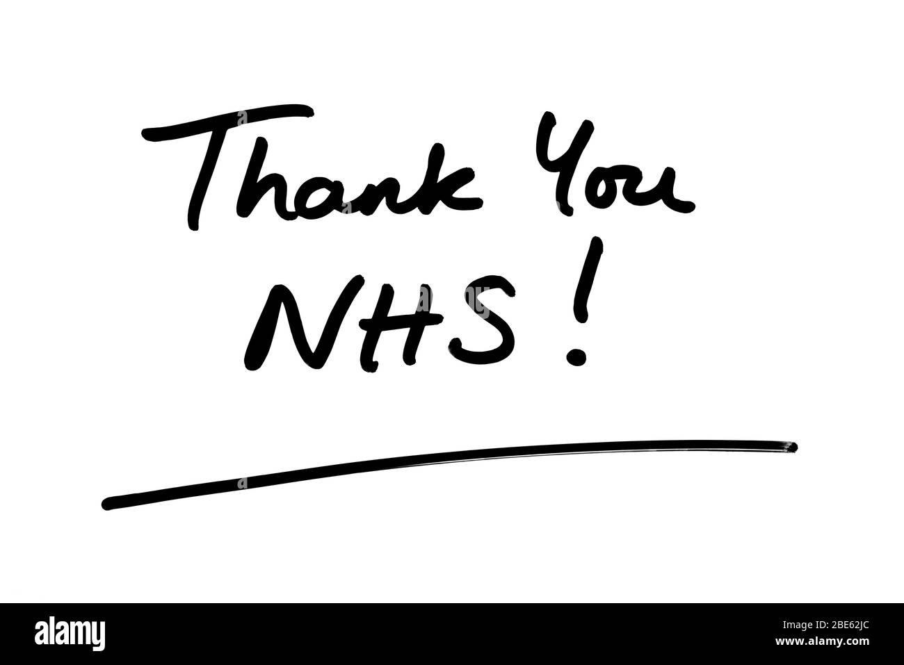 Thank You NHS! handwritten on a white background Stock Photo - Alamy