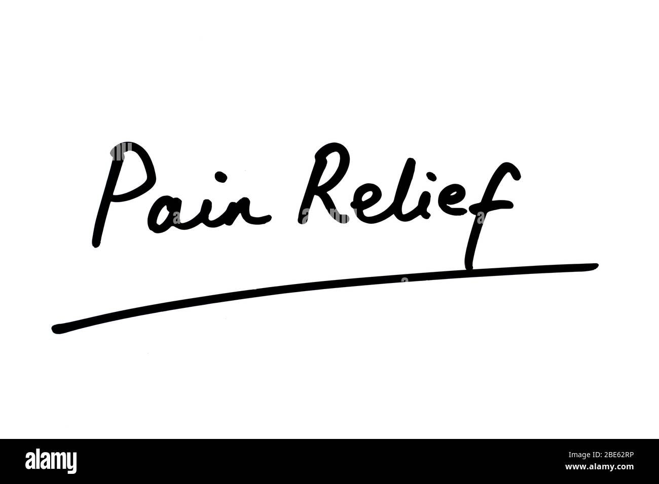 Pain Relief handwritten on a white background Stock Photo Alamy