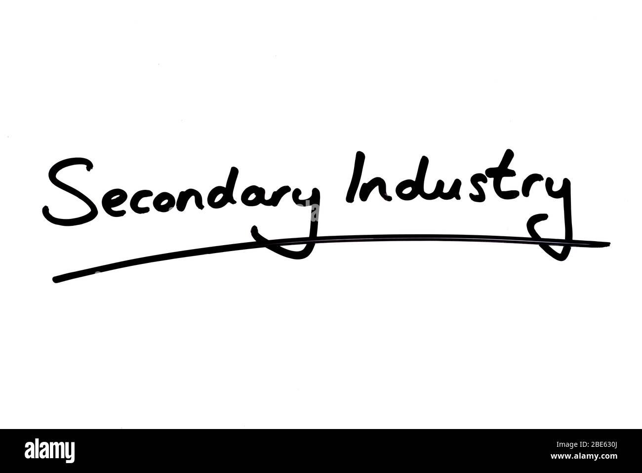 Secondary Industry handwritten on a white background. Stock Photo