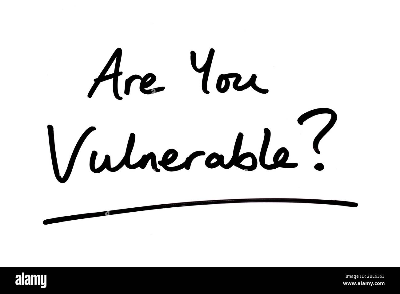 Are You Vulnerable? handwritten on a white background Stock Photo Alamy