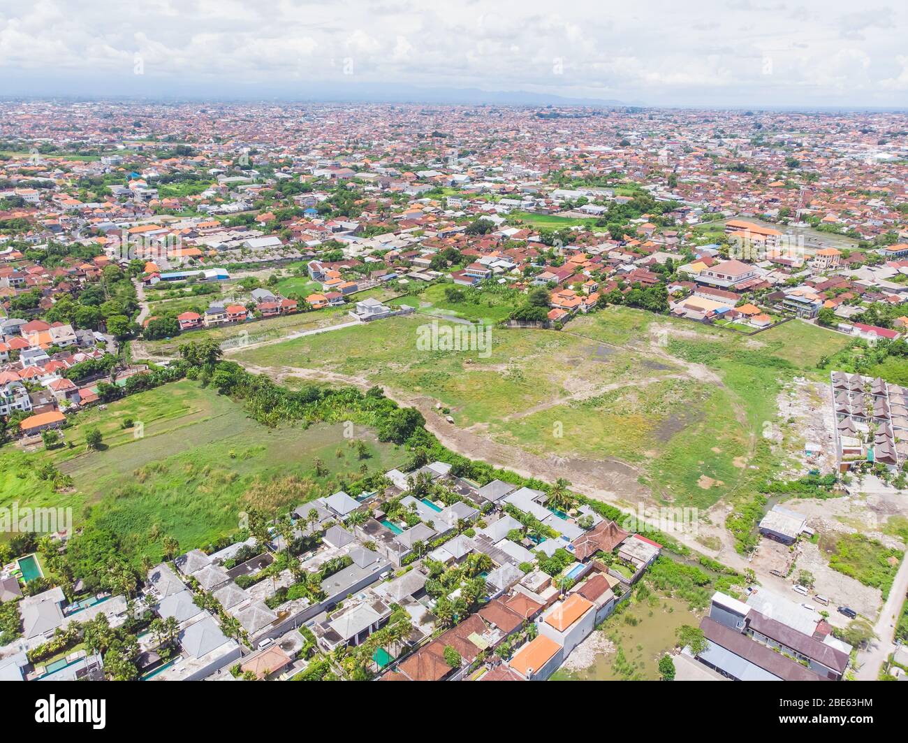 Top down aerial view of rice paddy fields in bali hi-res stock ...