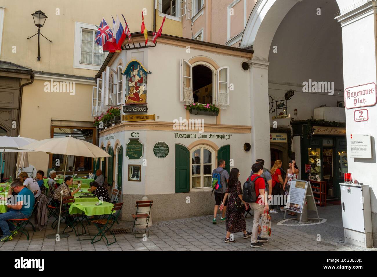 The Restaurant Zum Eulenspiegel (Eulenspiegel Restaurant) in Salzburg, Austria. Stock Photo