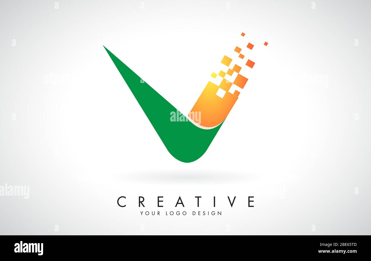 Letter U Logo Design in Bright Colors with Shattered Small blocks on ...