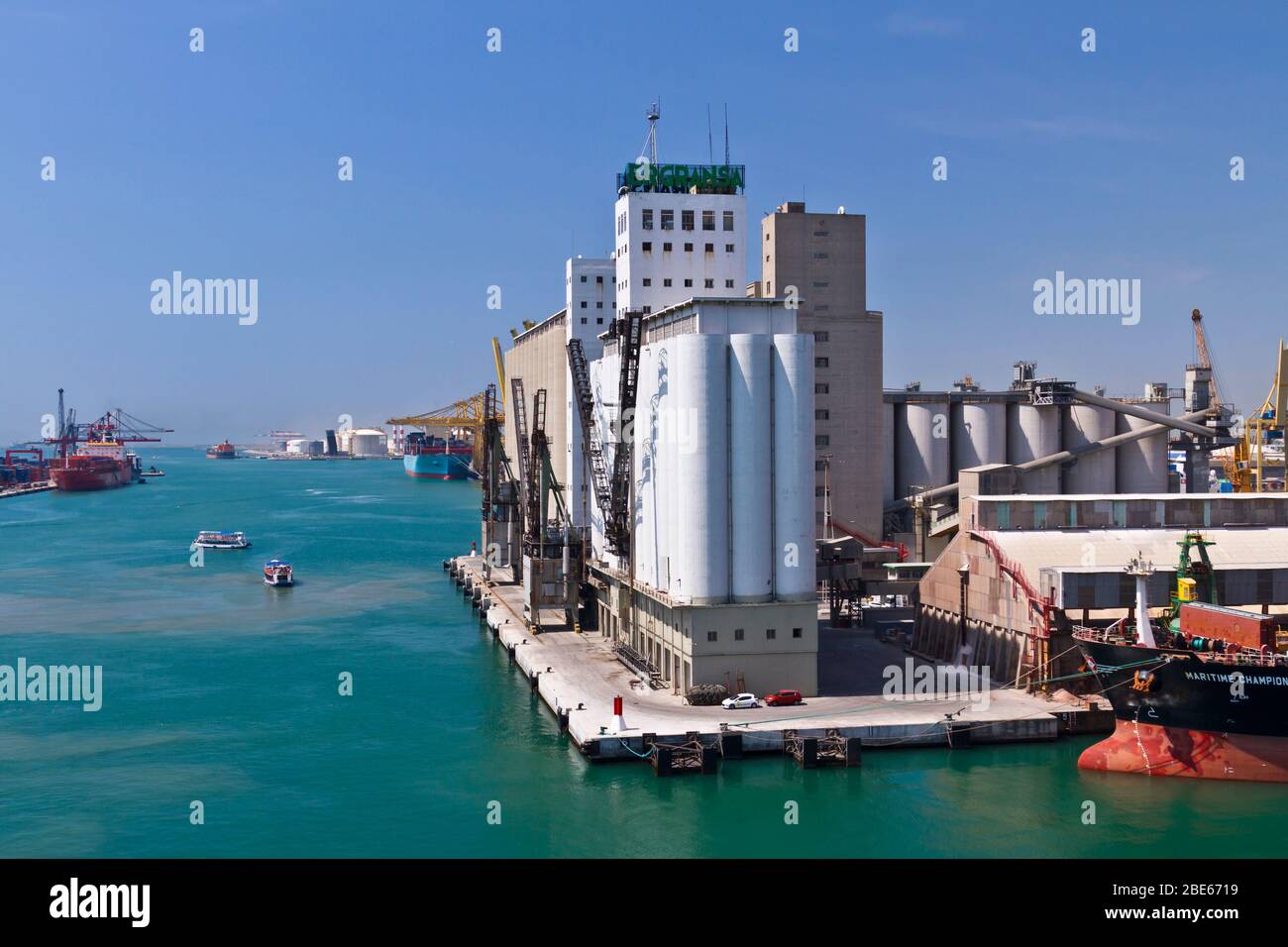A port terminal at the port of Barcelona, Spain. Stock Photo