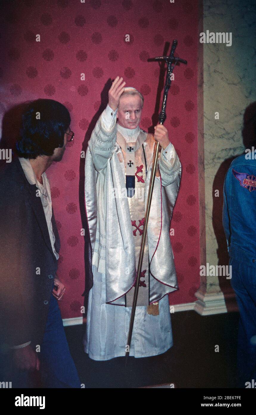 wax figure of Pope John Paul II, April 1979, Madame Tussauds, London, England, Great Britain Stock Photo