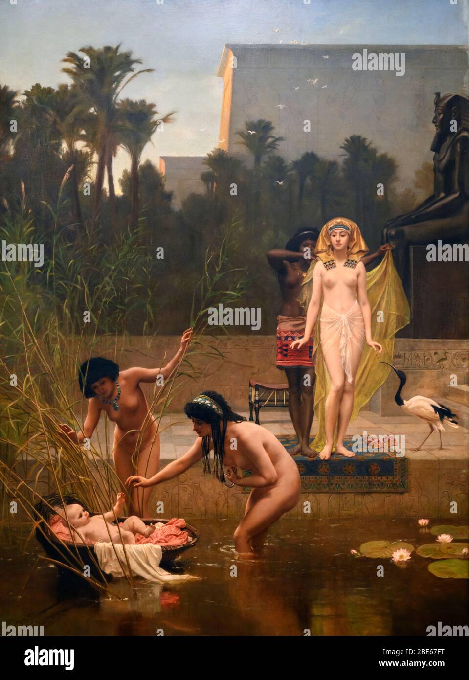 The Finding of Moses by Frederick Goodall (1822-1904), oil on canvas. The painting shows the finding of Moses by the Pharoah's Daughter, Bithiah (Book of Exodus). Stock Photo