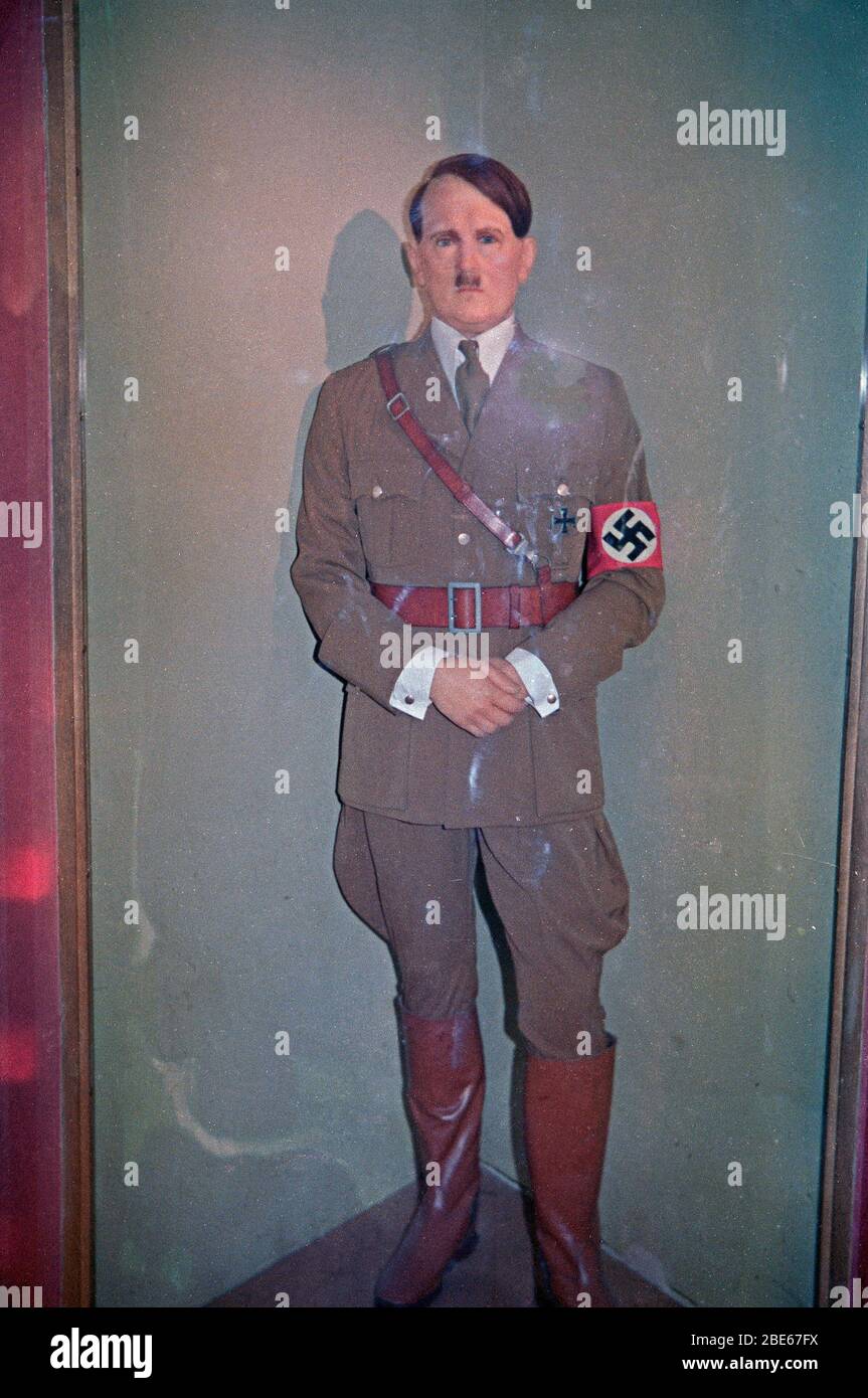wax figure of Adolf Hitler behind bullet-proof glass, April 1979, Madame Tussauds, London, England, Great Britain Stock Photo