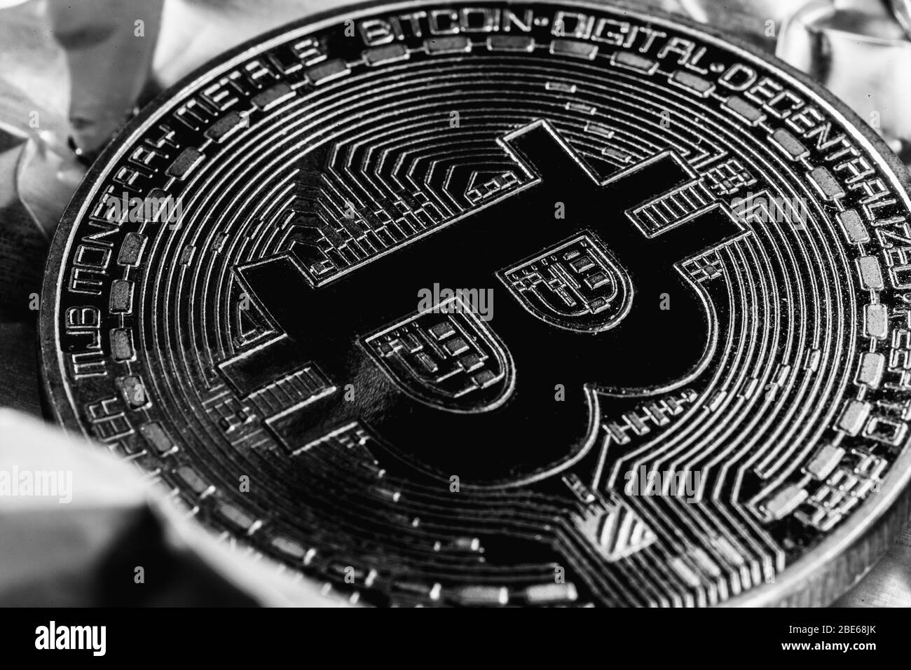 Bitcoin on silver background. Halving cryptocurrency. The crisis in the  economy Stock Photo - Alamy