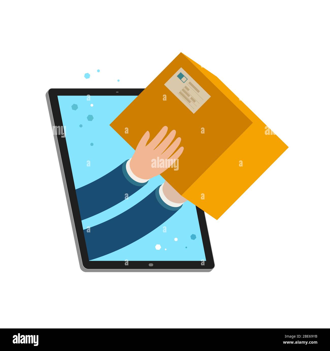 Delivery issued through web application on tablet. Business vector illustration Stock Vector