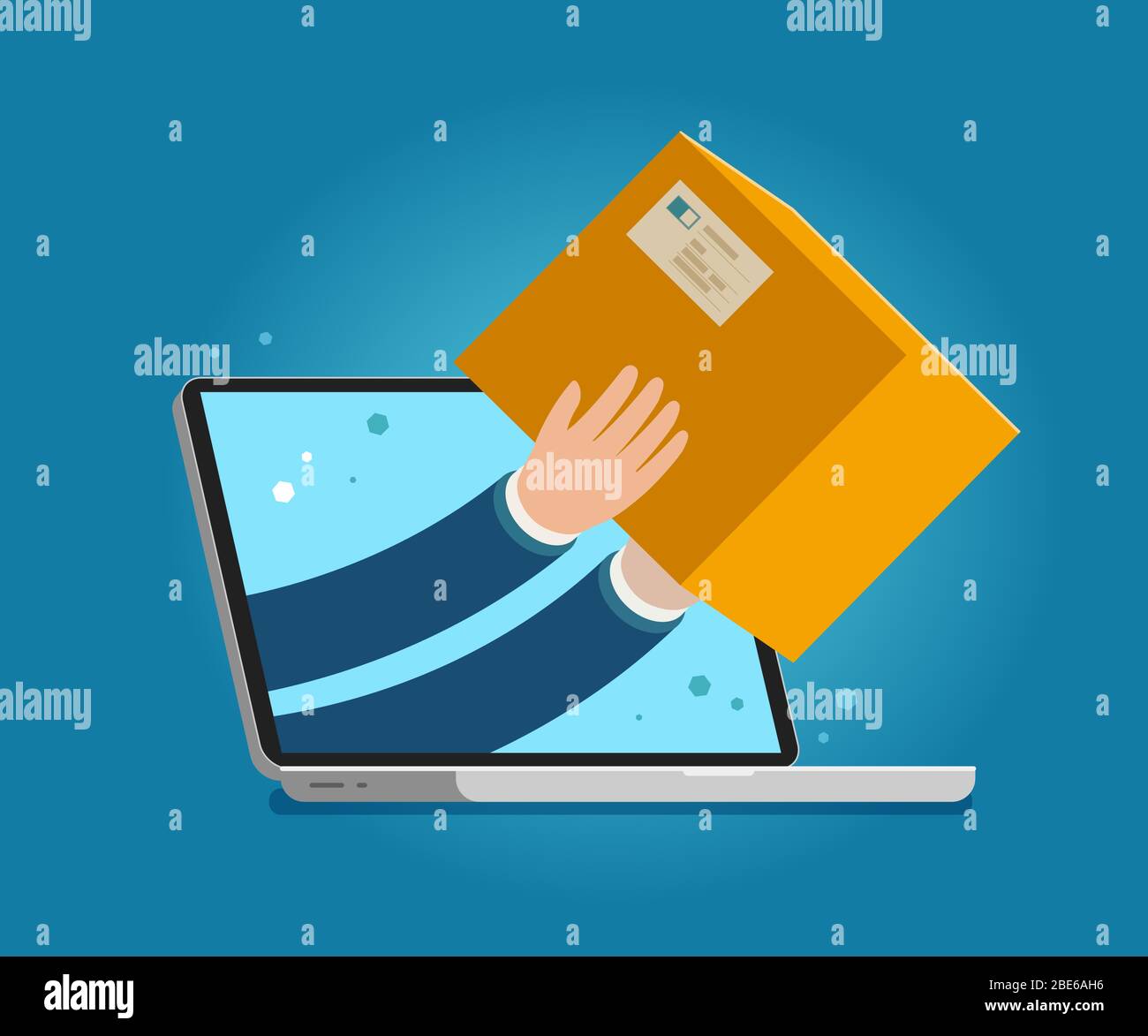Delivery issued through web application on laptop. Business vector illustration Stock Vector