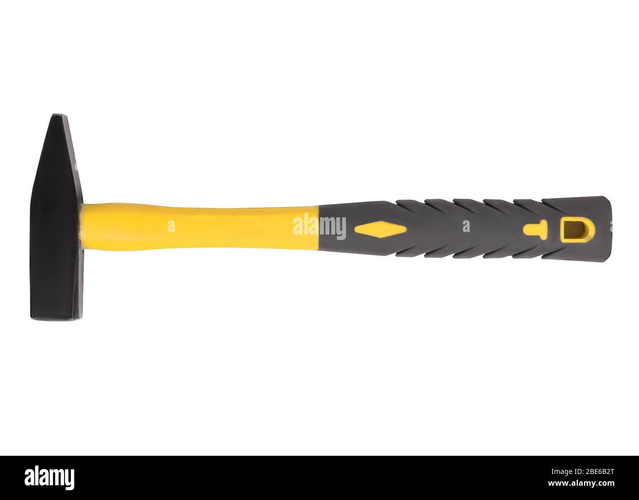 Claw hammer with yellow handle isolated on white background Stock Photo