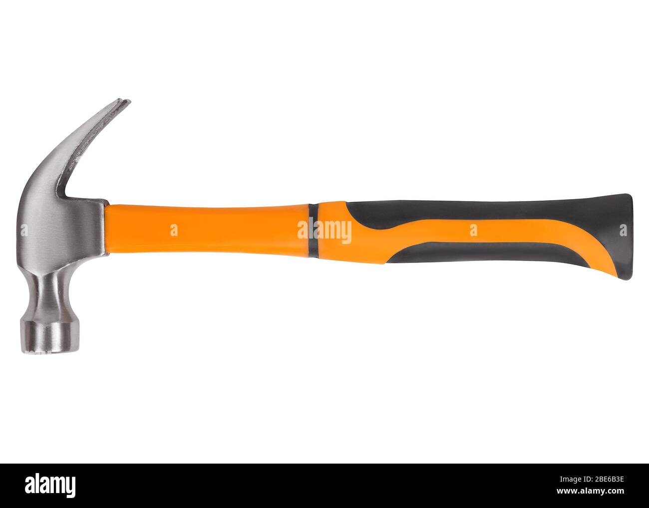 Claw hammer with orange rubber handle isolated on white background Stock Photo