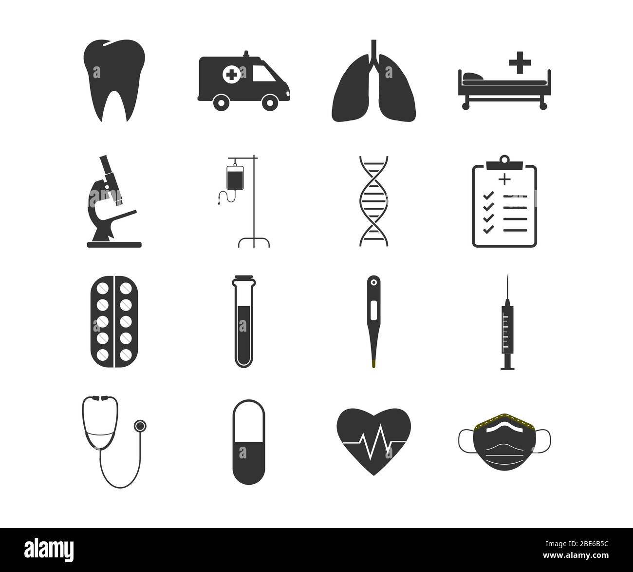 Healthcare, medical icon set. Vector illustration, flat design Stock