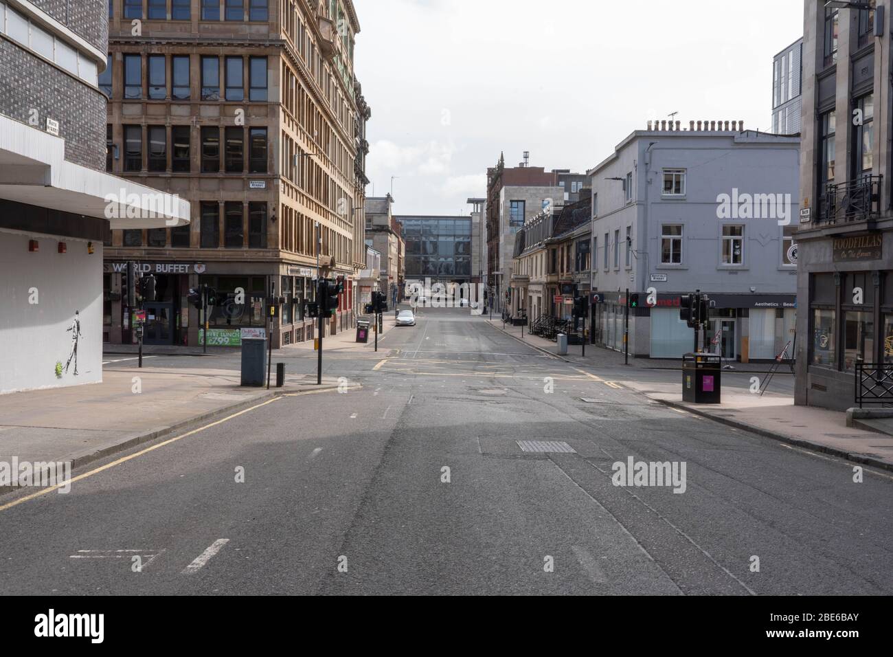 Glasgow, UK. 12th Apr, 2020. Empty streets and motorways in and around Glasgow as the Coronavirus lockdown continues and residents continue to stay at home. Credit: Richard Gass/Alamy Live News Stock Photo