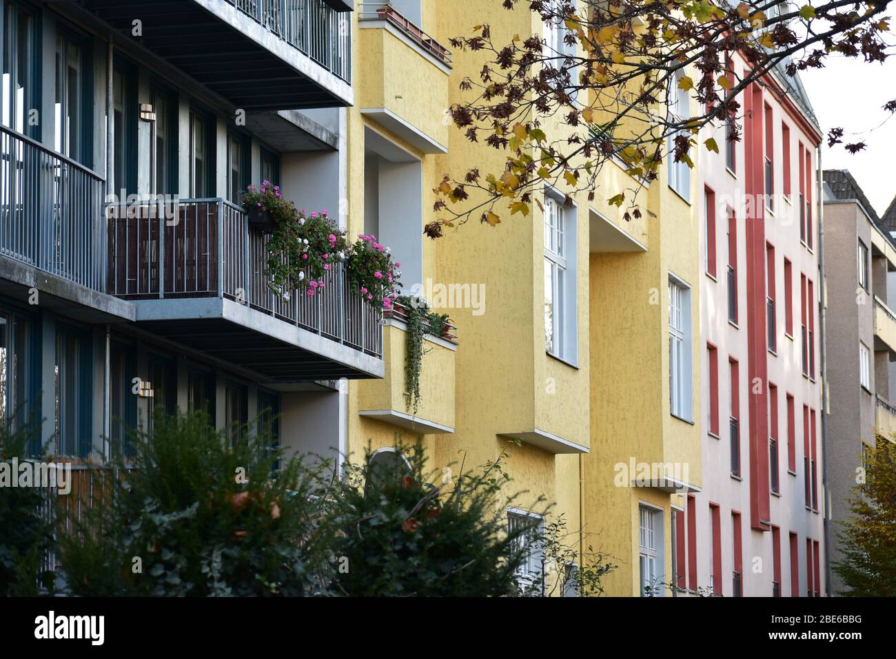 Blue Yellow And Red Apartment Buildings In Steglitz Berlin Stock Photo Alamy