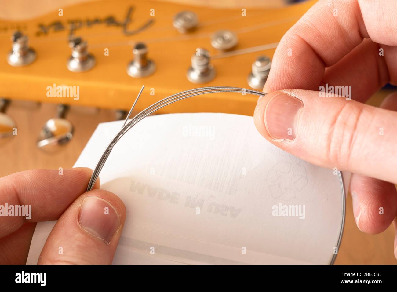Changing a string on a Fender Modern Player Telecaster electric guitar