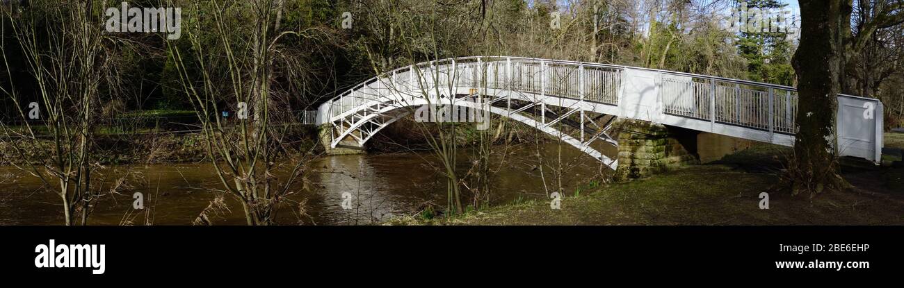 Laurie Bridge over River Teviot, Wilton Lodge Park, Hawick, Scottish Borders Stock Photo