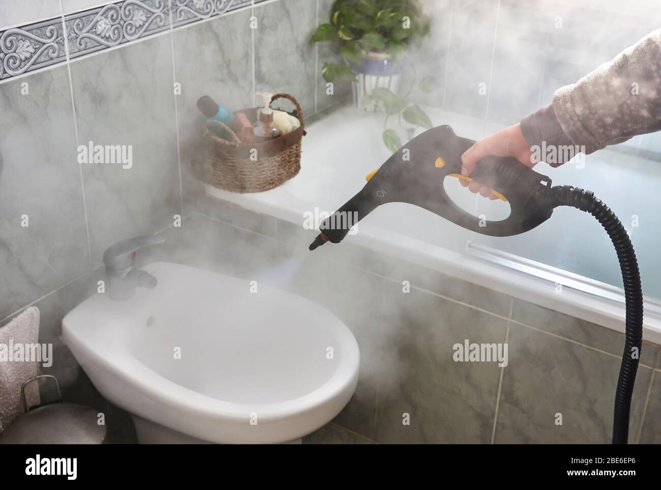 Disinfection and cleaning with steam machine Stock Photo Alamy