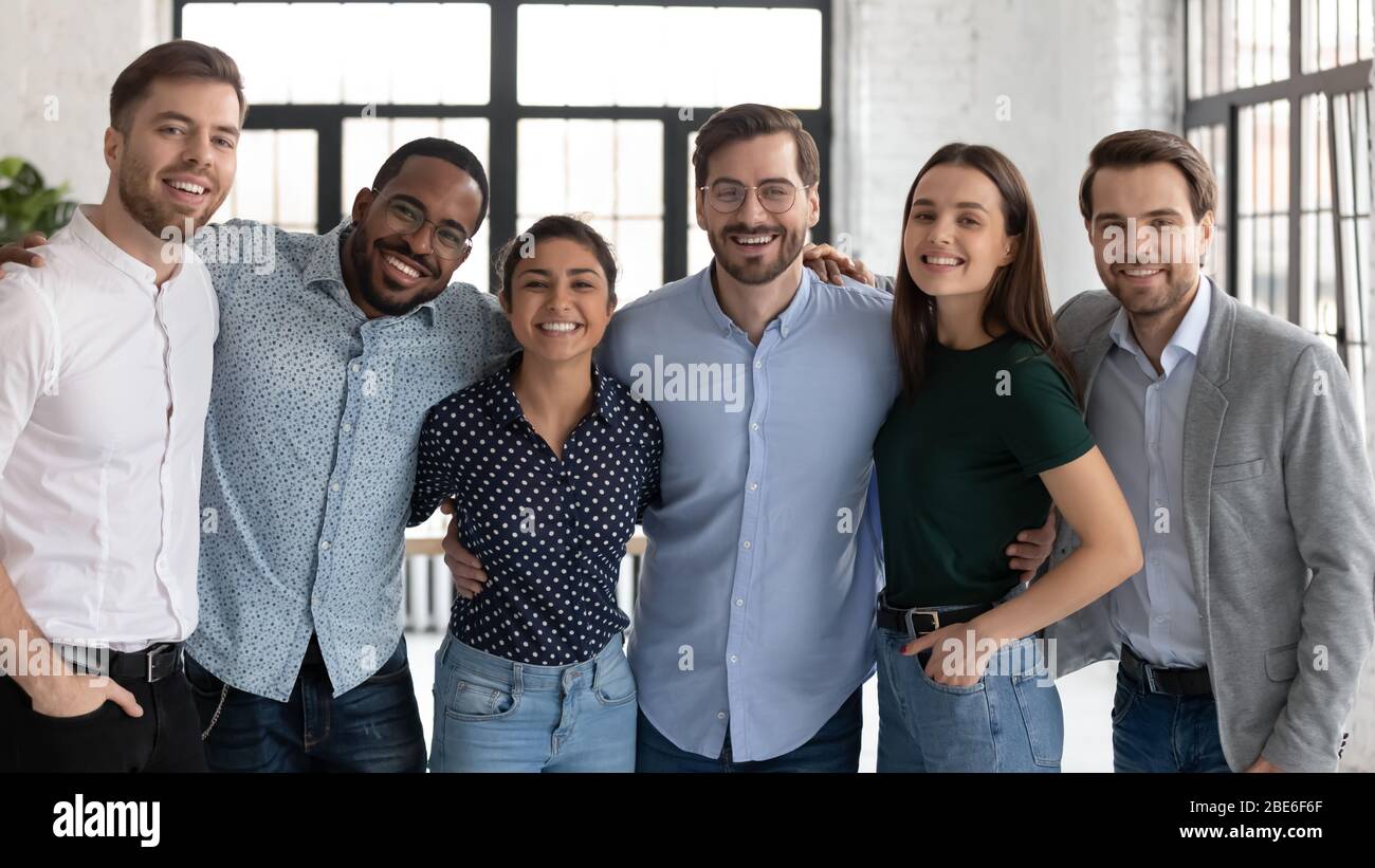 Happy multiracial colleagues hi-res stock photography and images - Alamy