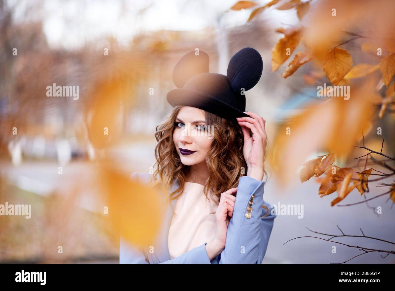 funny hat. Autumn leave. The Ears 