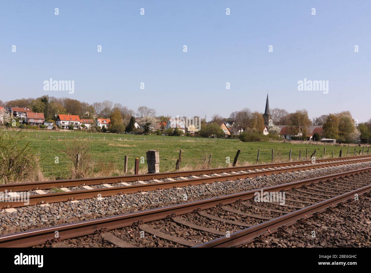 Blick auf Dellwig, einem Ortsteil der Stadt Fröndenberg an der Ruhr Stock Photo