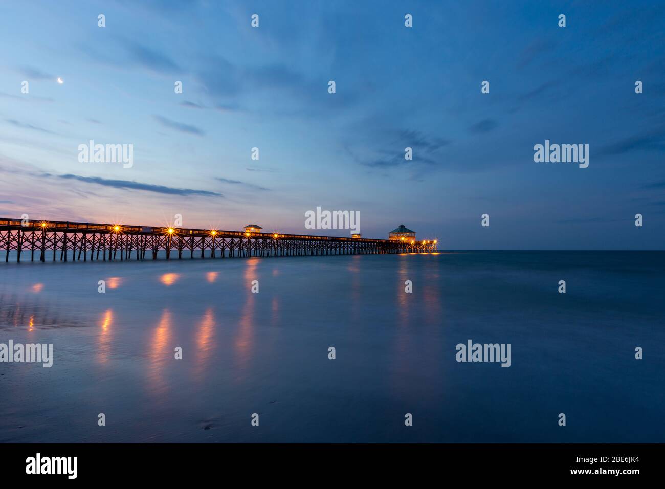 Folly Beach Pier at dawn Stock Photo