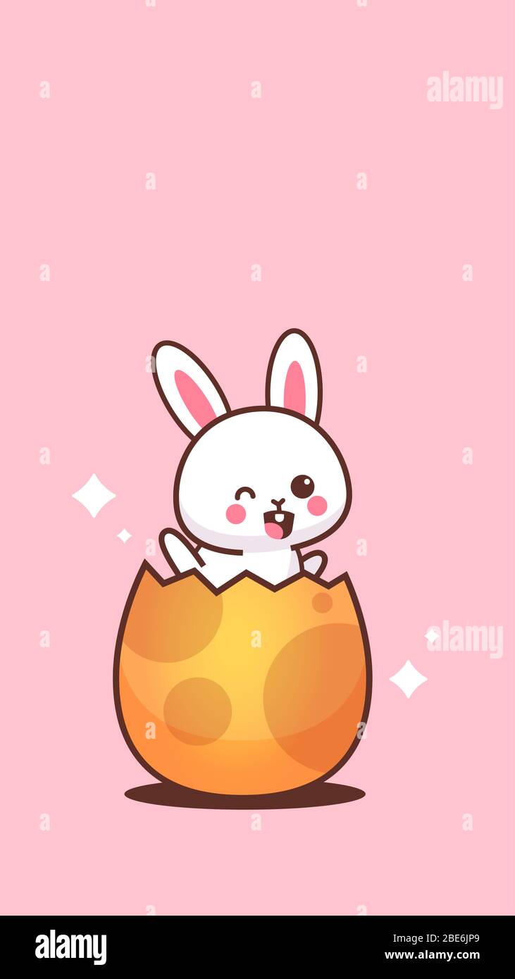 cute rabbit sitting in egg happy easter bunny sticker spring holiday ...