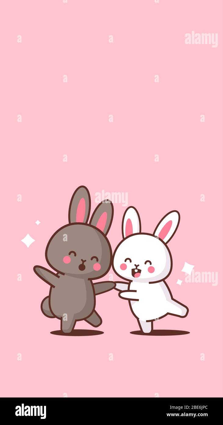 cute rabbits couple happy easter bunnies having fun sticker spring holiday  concept vertical greeting card vector illustration Stock Vector Image & Art  - Alamy