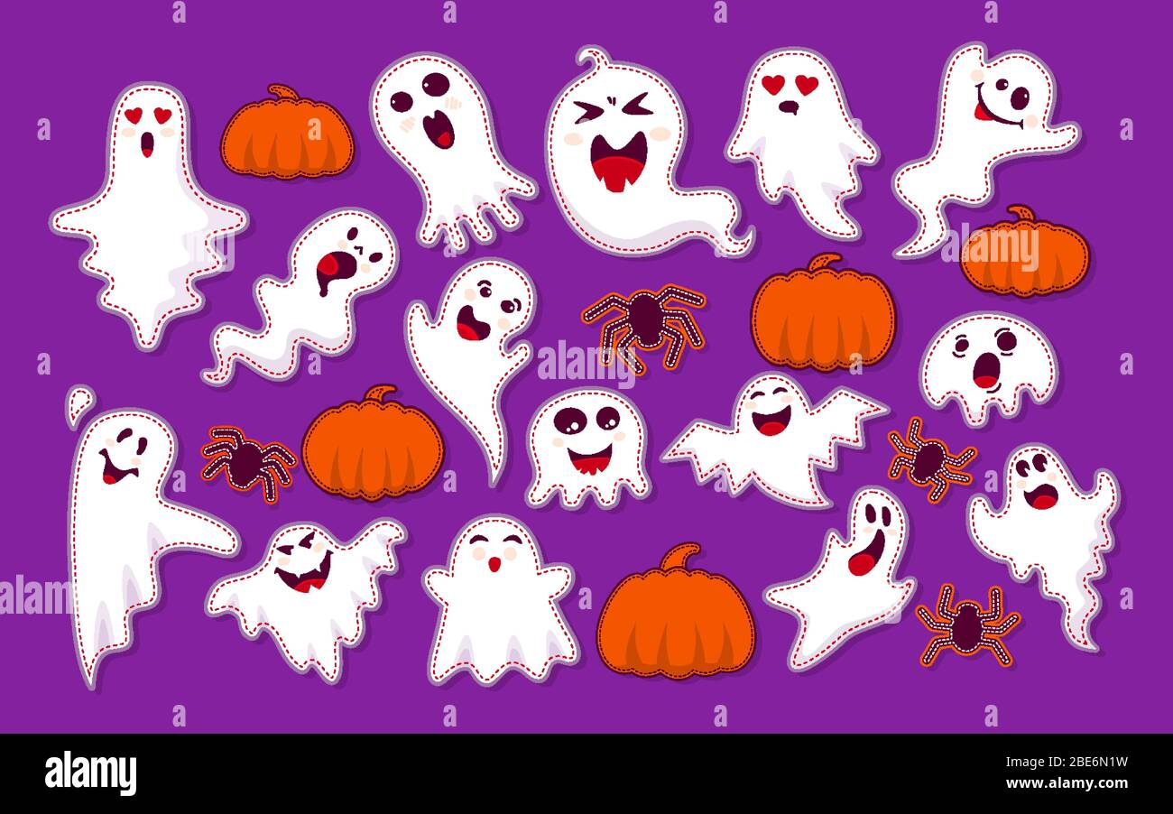 Ghost, pumpkin, spider patch cartoon set. Halloween collection cute and scary ghostly monsters. stripe joyful spooky or funny comic character layered stitched. Comic 80s-90s style. Vector illustration Stock Vector Image & Art - Ghost, pumpkin, spider patch cartoon set. Halloween collection cute and scary ghostly monsters. stripe joyful spooky or funny comic character layered stitched. Comic 80s-90s style. Vector illustration Stock Vector Image & Art -