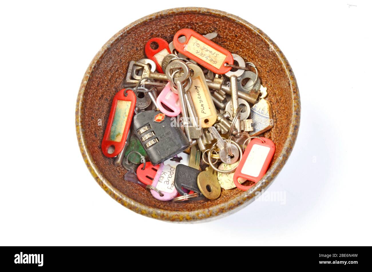 collection of old household keys and bric a brac Stock Photo